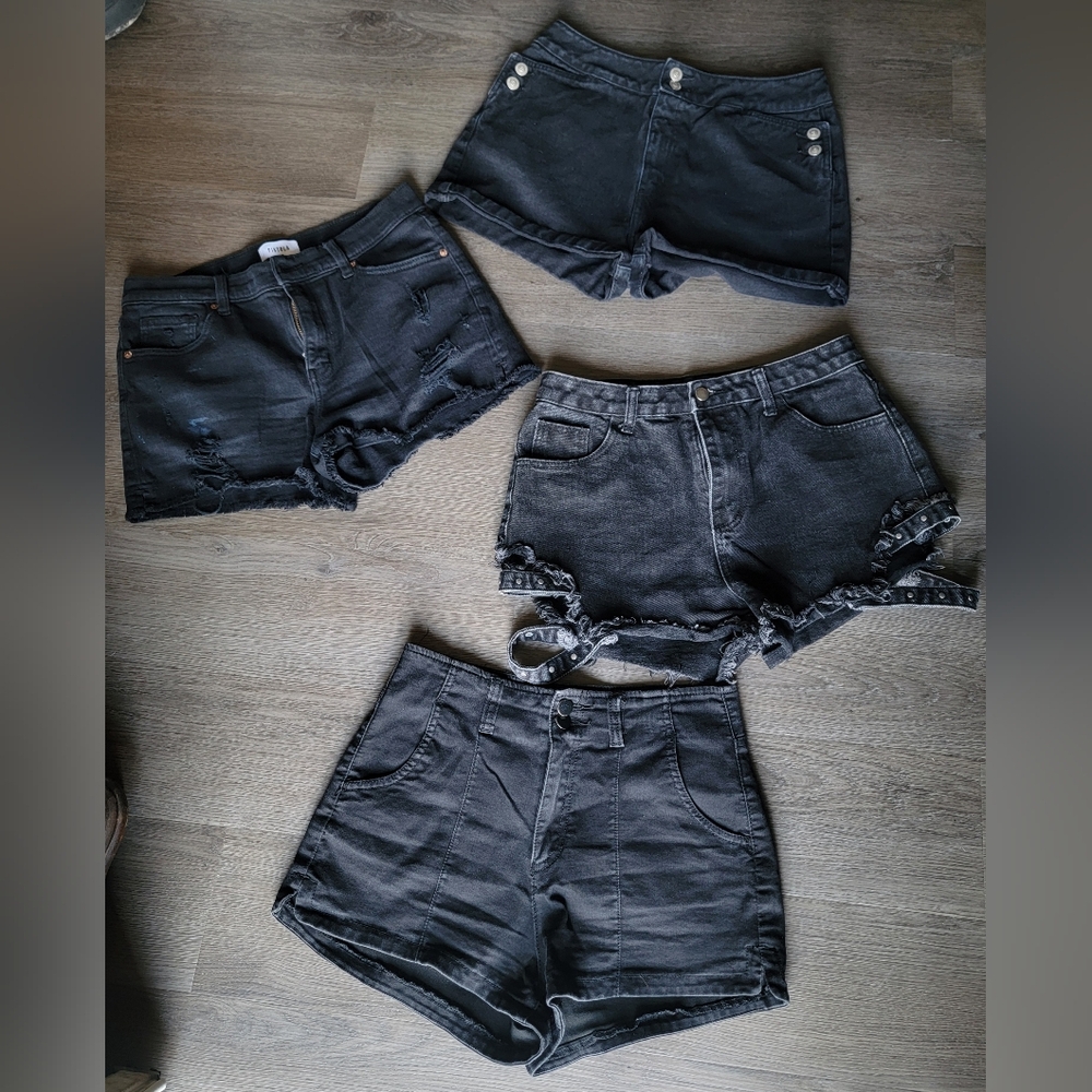 Bundle Of 4 Black Jean Shorts